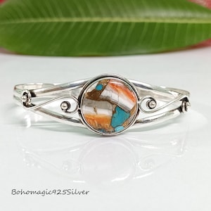 Oyster Copper Turquoise Bracelet Sterling Silver Bangle Adjustable Cuff Bangle Bracelet Oyster Silver Bangle Christmas Silver Gift Jewelry !