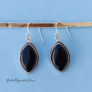 Charming Black Onyx Earring | Gemstone Silver Earring | Marquise Designer Earring | Women Gift Earring | Black Onyx Jewelry | Wedding Gifts