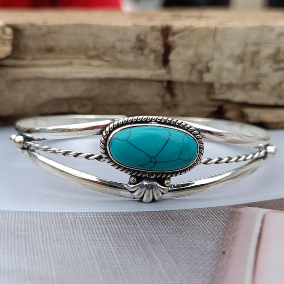Turquoise Bangle, 925 Sterling Silver Bangle, Handmade Bangle, Open Cuff Bangle, Dainty Bangle, Adjustable Bangle, Blue Gemstone Bangle - Etsy Turquoise Bangle, 925 Sterling Silver Bangle, Handmade Bangle, Open Cuff Bangle, Dainty Bangle, Adjustable Bangle, Blue Gemstone Bangle - Etsy
