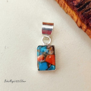 Oyster Copper Turquoise Necklace | 925 Silver Handmade Oyster Pendant | Natural Gemstone Pendant For Girls | Beautiful Gift Pendant/Necklace