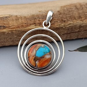 Beautiful Designer Oyster Copper Turquoise Pendant , Silver Necklace Pendant, 925 Sterling Silver Pendant, Oyster Pendant, Gift Pendant