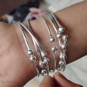 Solid Sterling Silver Thick West Indian Bangles, 7 Set Of Bangles, Adjustable Bangle, West Indian Silver Bangle Sets, Boho Bangles For Women