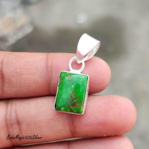 Green Copper Turquoise Pendant | Handmade Silver Pendant | Boho Green Gemstone Pendant | Engagement Gift For Woman | Lovely dainty Pendant