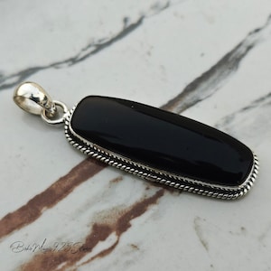 Black Onyx Silver Pendant 925 Sterling Solid Silver Pendant Gemstone Pendant Genuine Black Onyx Pendant Black Onyx Women Gift Pendant