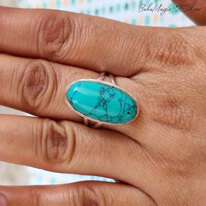Genuine Turquoise Ring | 925 Sterling Silver Ring | Gemstone Ring | Wedding Gift Ring | Handmade Ring | Silver Boho Ring | Turquoise Jewelry