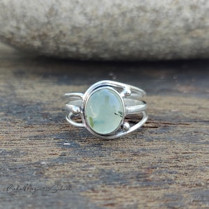 Natural Prehnite Gemstone Ring - Sterling Silver Women Statement Ring | Prehnite Jewelry | Handmade Prehnite Ring | Perfect Gift For Woman&#39;s