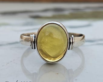 Handmade Oval Citrine Ring: Sterling Silver Statement Jewelry