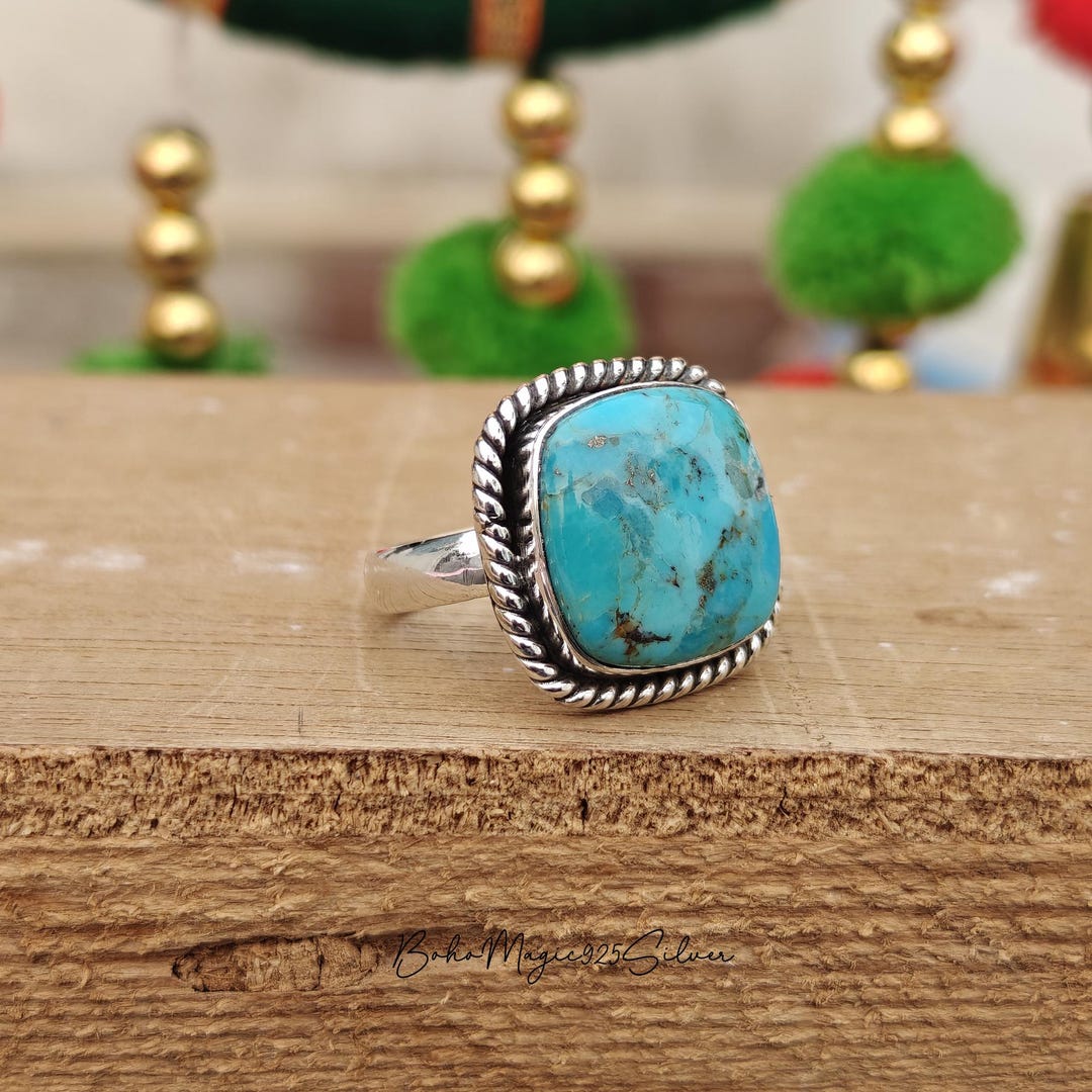 Handmade Kingman Turquoise Ring: Sterling Silver Gemstone Jewelry - Etsy