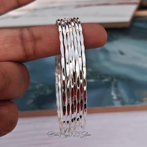 Solid Sterling Silver Hammered Bangle, 7 Set Bangles, Stacking Bangles, 7 Day Bangle, Boho Bangle, Attractive Bangle, Women Gift Bangle Set