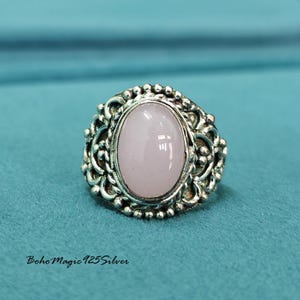 Natural Rose Quartz Ring, 925 Sterling Silver Ring, Silver Ring, Handcrafted Gemstone Ring, Rose Quartz Jewelry, Beautiful Ring, Women Ring