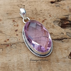 Gorgeous Rose Quartz Pendant/Necklace, Sterling Silver Pendant, Quartz Pendant, Rose Quartz Jewelry, Wedding/Anniversary Gift for her/him