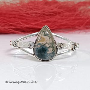 Natural Moss Agate Bracelet ~ 925 Silver Bangle ~ Moss Agate Bangle Jewelry ~ Everyday Bangle ~ Women Bangle ~ Christmas Silver Gift Jewelry