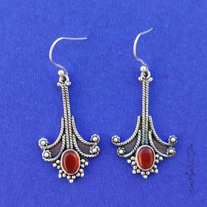 Unique Carnelian Gemstone Earrings, 925 Sterling Silver Earrings, Handmade Earrings, Carnelian Dangle & Drop Earrings, Birthday Gift Earring