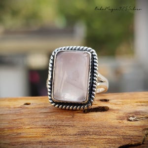 Natural Rose Quartz Gemstone Ring | 925 Sterling Silver Ring | Pink Rose Quartz Ring | Dainty Ring | Boho Ring | Handmade Ring | Gift Idea