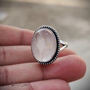 Beautiful Rose Quartz Gemstone Ring | 925 Sterling Silver Ring | Rose Quartz Jewelry | Dainty Ring | Statement Ring | Handcraft Ring ||