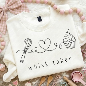 Schneebesen-SVG-Backshirt-Design, Cupcake-Schneebesen-PNG, Bäckergeschenk, Konditor-Schneidedatei, Küchendekor, minimalistische Linienkunst, Bäckerei-Logo, DTF