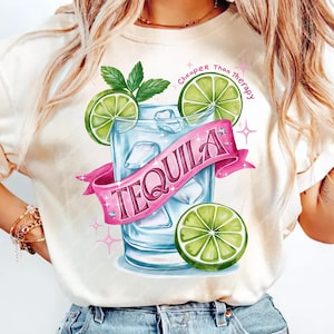 Retro Tequila Cheaper Than Therapy PNG, Tequila Lime Coquette Bow PNG, Funny Drinking T-shirt PNG, Summer Sublimation, Cinco de Mayo dtg