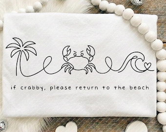 Funny Crabby Beach Svg, Continuous Line Art Crab Png, Return To The Beach Minimalist Summer Vacation Shirt, Sublimation Cricut Cut File