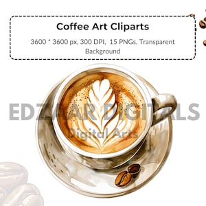 15 Coffee Art Clipart, Beverage Clipart, Espresso Illustration, Kitchen Decor, Drink Lover Drawing, Instant Download, Digital Illustration