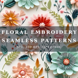 3D Floral Embroidery Seamless Patterns, Floral Seamless Pattern, Embroidery Seamless pattern, 3D digital pattern, digital download