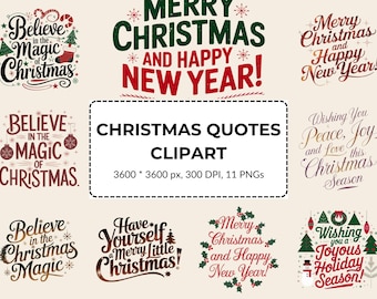Christmas Quotes Clipart 11 PNG Christmas typography Christmas text Digital Download Christmas wishes text Christmas Phrases Commercial use