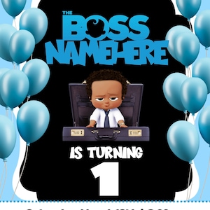 Editable Boss Baby Birthday Invitation-Canva-African American Boss Baby
