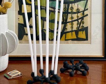 Dansk Jens Quistgaard Cast Iron Spider Candle Holder with 6 white tapers included