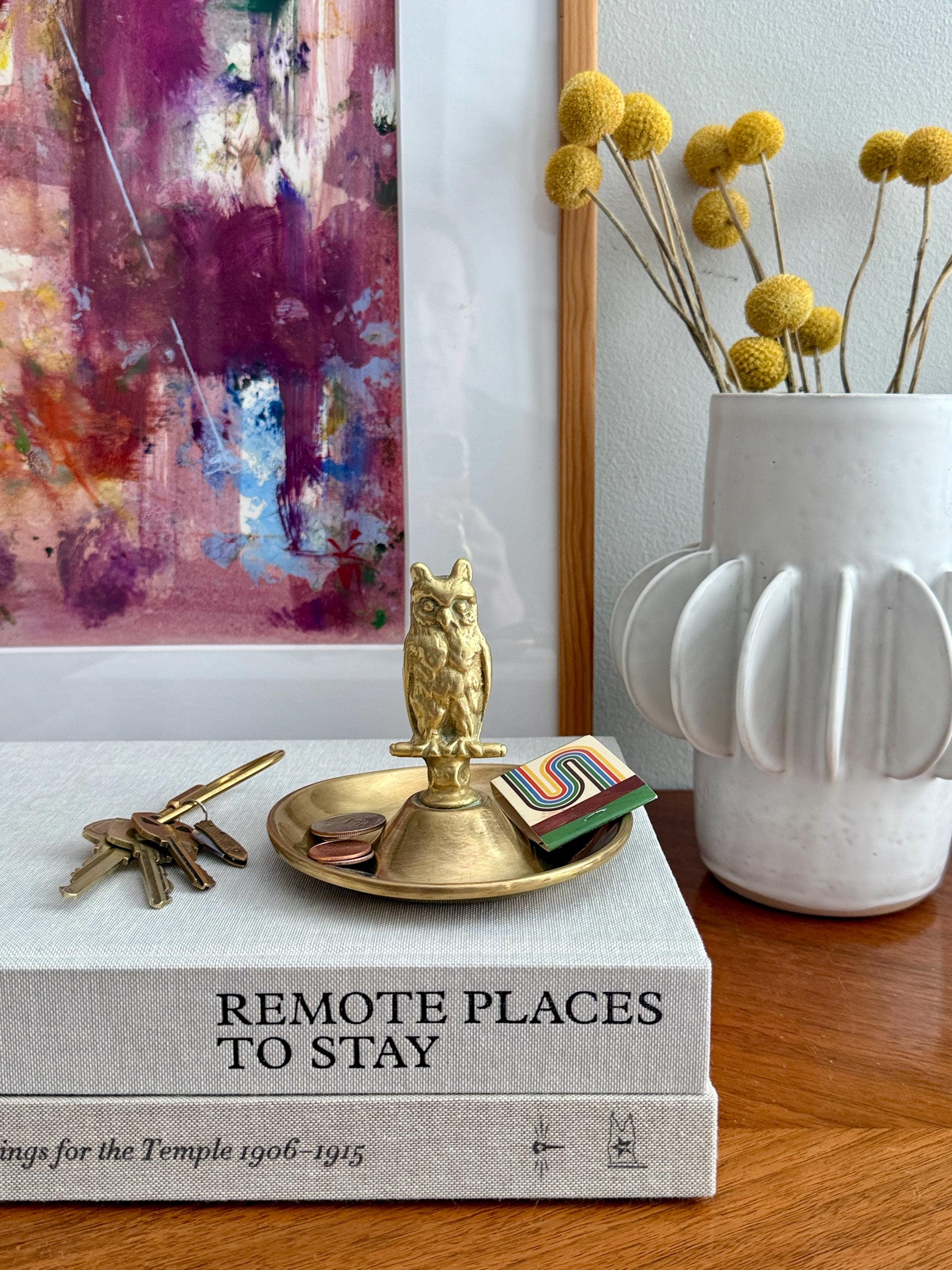 Solid Brass Owl Dish, Coin Tray/Bowl