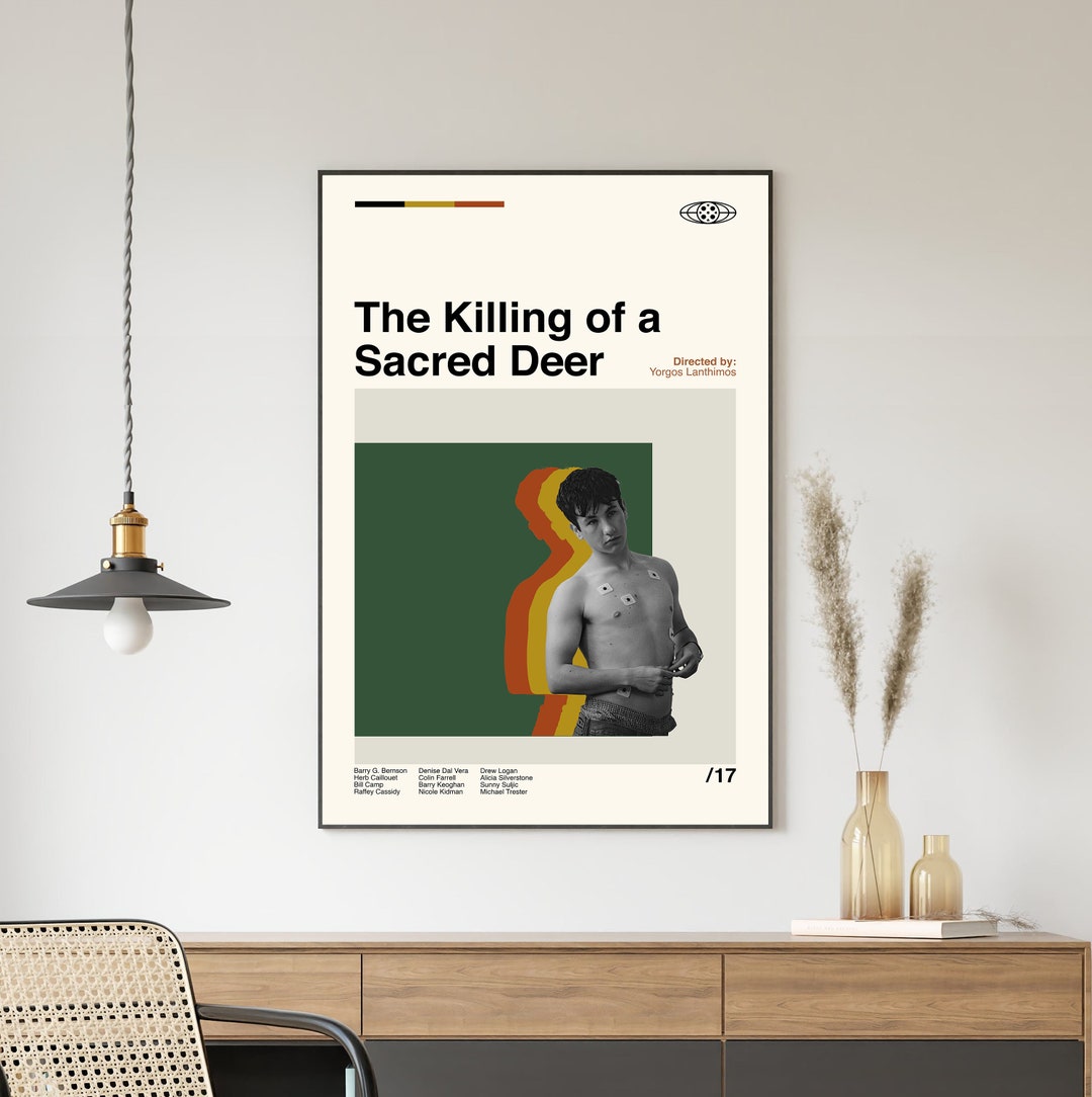 Affiche du meurtre dun cerf sacré, impression du meurtre dun cerf sacré, film minimaliste, rétro