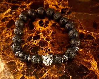 Handmade Black Lava Stone Beaded Bracelet