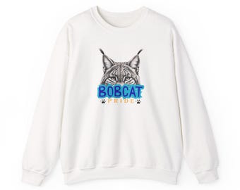 Sudadera de cuello redondo Bobcat Pride / Diseño de mascota con cabeza de lince