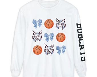 Camisa de manga larga con estampado de baloncesto y lazo