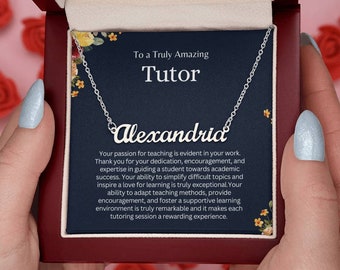 Personalized Name Necklace Gift for Tutor,Customized Dainty Name Necklace Appreciation Gift for Tutor,Custom Jewelry Gifs for Her