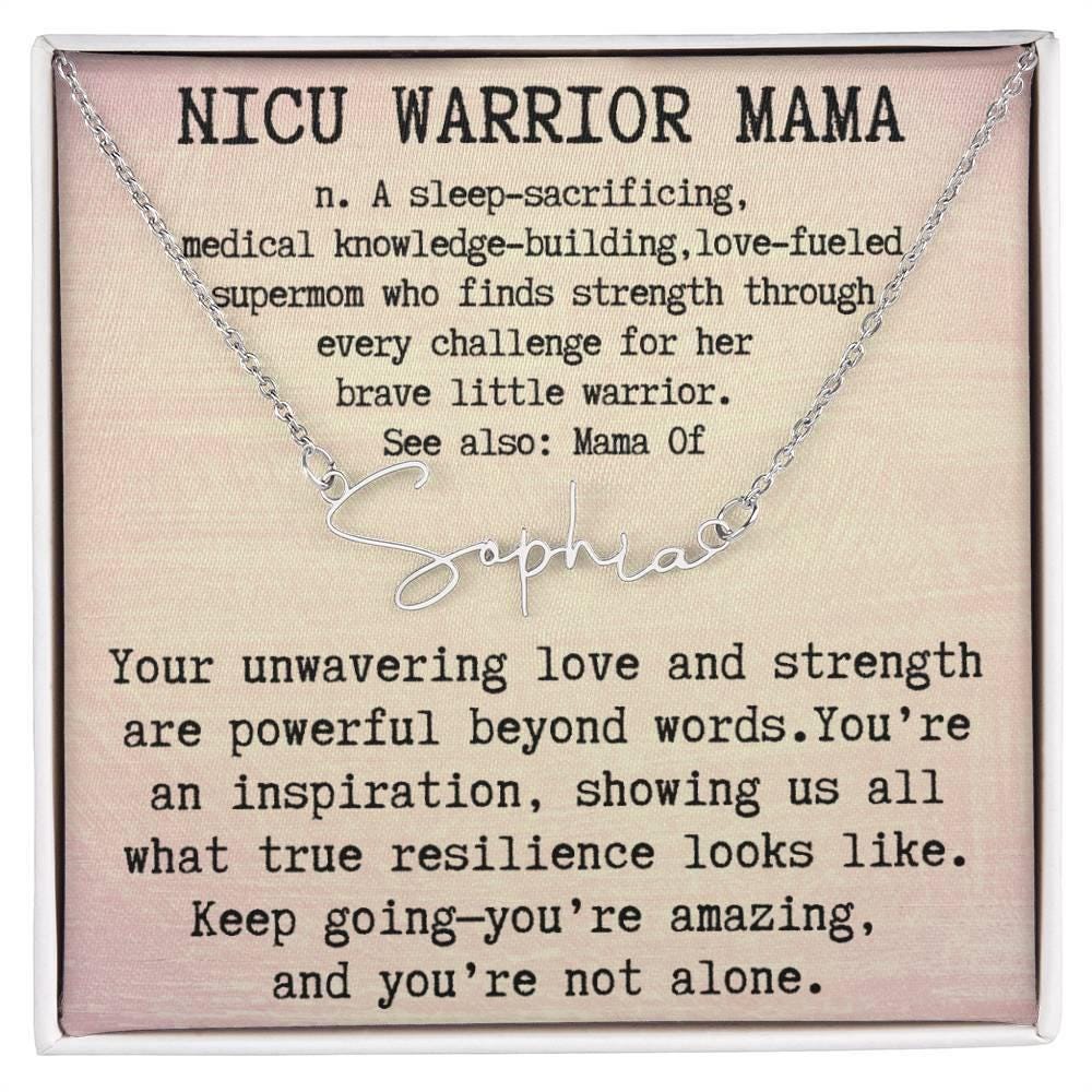 Personalized NICU Warrior Mom Necklace: Custom Name Jewelry
