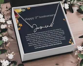Personalized Name Necklace, 2nd Anniversary Gift
