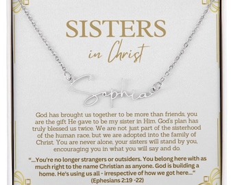 Personalized Sister in Christ Necklace: Christian Gift for Church Friends