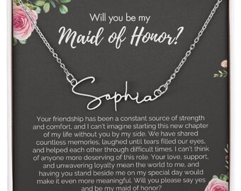 Personalized Will you by my Maid of Honor Gift,Personalized Name Necklace Gift for Maid of Honor Proposal Gift,Customized MOH proposal gift