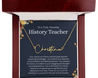 Personalized Name Necklace: History Teacher Appreciation Gift