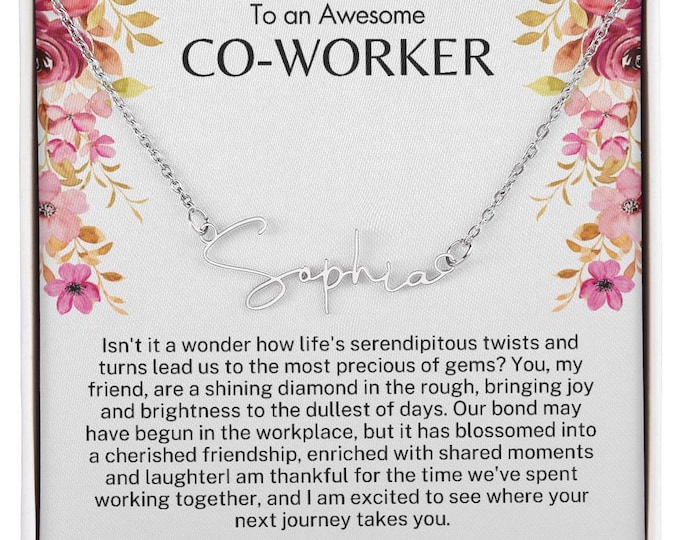 Personalized Retirement Gifts for Women Co-Worker, Customized Jewelry Gift from Coworkers,Personalized Custom Name Necklace Gifts for Her