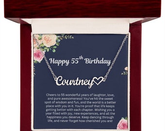 Personalized 55th Birthday Gift for Women,Personalized Name Necklace,Customized Dainty Name Necklace Fiftieth Birthday Gift for Her