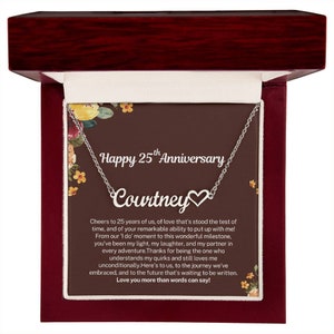 Personalized 25th Wedding Anniversary Gift For Wife, 25 Year Anniversary Gift For Wife, Silver Anniversary Jewelry Gift, Customized Gift