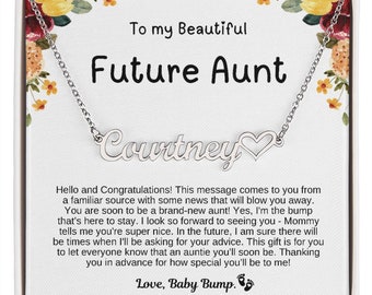 Personalized Future Aunt Name Necklace, Baby Shower Gift