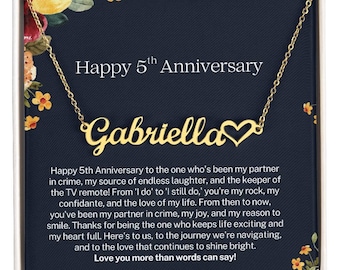 Personalized 5 Year Anniversary Gift,5th Year Wedding Anniversary Gift For Wife,Customized Jewelry Five Year Anniversary Gifts for Her