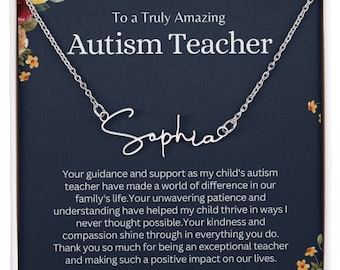 Personalized Name Necklace: Autism Teacher Appreciation Gift