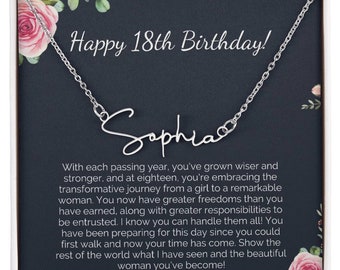 Personalized Name Necklace:Custom 18th Birthday Jewelry Gift for Daughter,Granddaughter,Niece,Friend