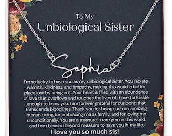 Personalized Name Necklace: Unbiological Sister Gift Custom Jewelry