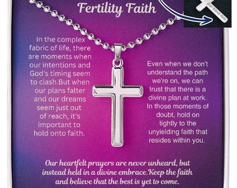 Personalized Cross Necklace: Custom Engraved Infertility Gift