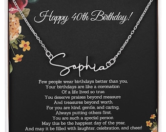 Personalized 40th Birthday Gifts for Women,40th Birthday Gift for Her,Gift for 40 year old woman,Custom Dainty Name Necklace,Customized Gift