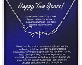 Personalized Name Necklace, 2nd Anniversary Gift for Her