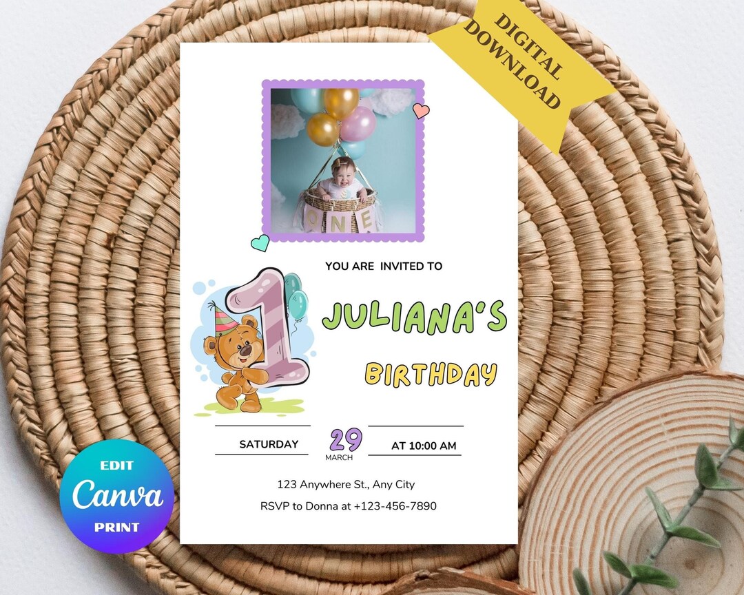 1st Birthday Card Printable Greeting Card Digital Download - Etsy